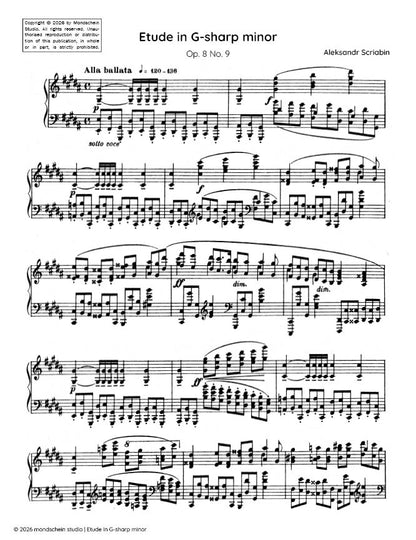 斯克里亚宾 - 升g小调练习曲，作品8号第9首（PDF乐谱/数字下载）