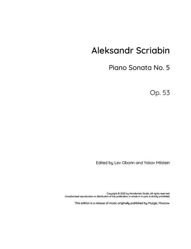 Scriabin - Piano Sonata No. 5, Op. 53 (PDF Sheet Music / Digital Download)