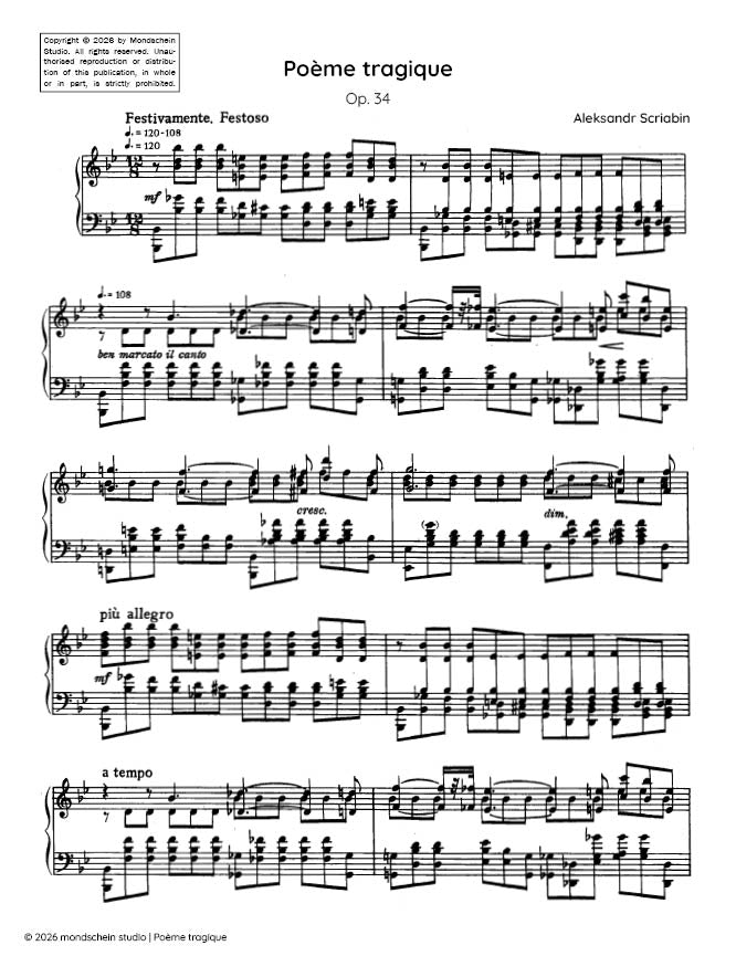 Scriabin - Poème tragique, Op. 34 (PDF Sheet Music / Digital Download)