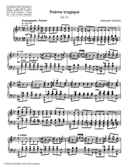 Scriabin - Poème tragique, Op. 34 (PDF Sheet Music / Digital Download)
