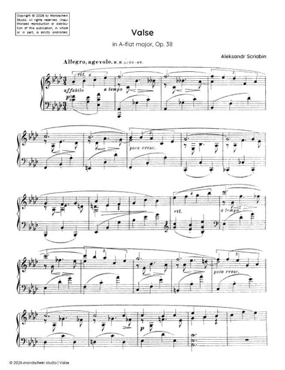 Scriabin - Valse in A-flat major, Op. 38 (PDF Sheet Music / Digital Download)