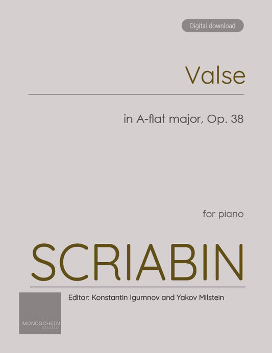 Scriabin - Valse in A-flat major, Op. 38 (PDF Sheet Music / Digital Download)