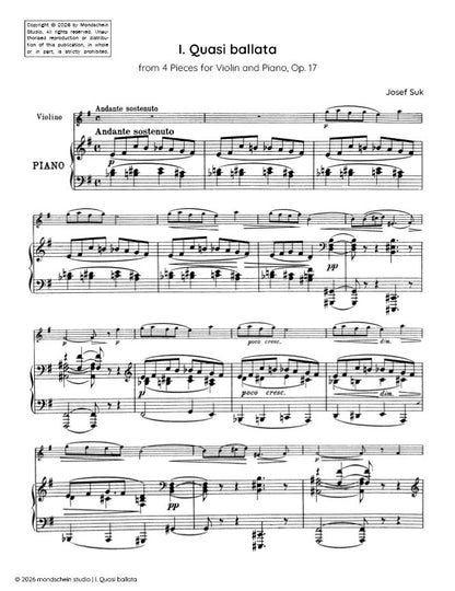 Suk - Quasi ballata, Op. 17 No. 1 (PDF Sheet Music / Digital Download)