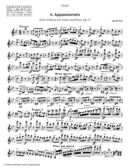 Suk - Appassionato, Op. 17 No. 2 (PDF Sheet Music / Digital Download)