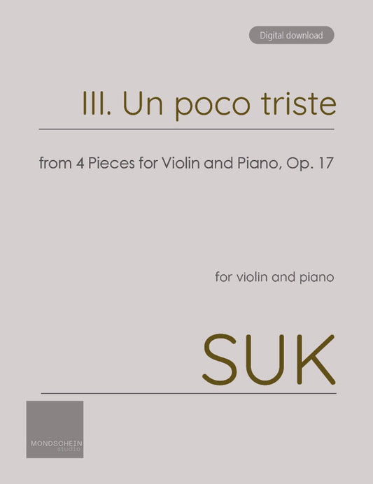 Suk - Un poco triste, Op. 17 No. 3 (PDF Sheet Music / Digital Download)