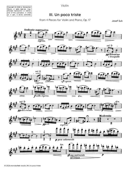 Suk - Un poco triste, Op. 17 No. 3 (PDF Sheet Music / Digital Download)