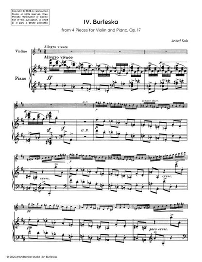 Suk - Burleska, Op. 17 No. 4 (PDF Sheet Music / Digital Download)