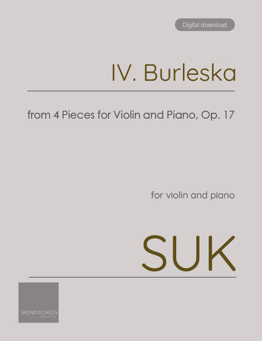 Suk - Burleska, Op. 17 No. 4 (PDF Sheet Music / Digital Download)