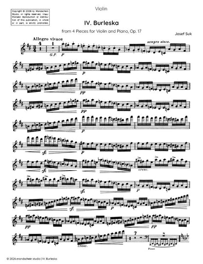 Suk - Burleska, Op. 17 No. 4 (PDF Sheet Music / Digital Download)
