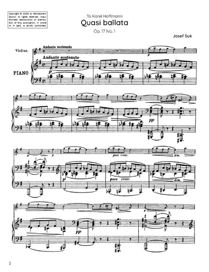 Suk - Quasi ballata, Op. 17 No. 1 (PDF Sheet Music / Digital Download)