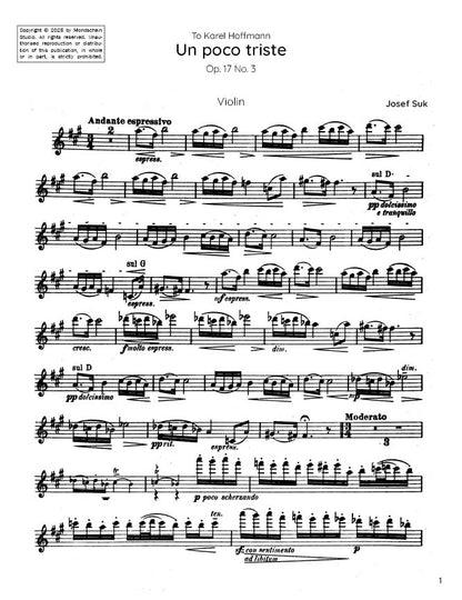 Suk - Un poco triste, Op. 17 No. 3 (PDF Sheet Music / Digital Download)