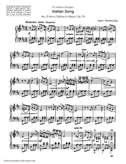 Tchaikovsky - Italian Song, Op. 39 No. 15 (PDF Sheet Music / Digital Download)
