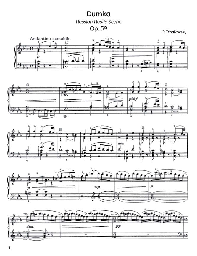 Tchaikovsky - Dumka, Op. 59 (PDF Sheet Music / Digital Download)