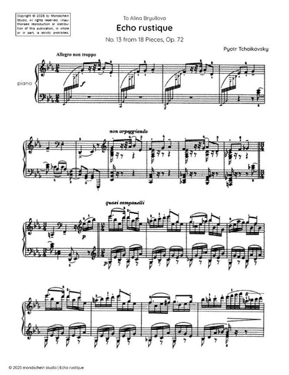 Tchaikovsky - Echo rustique from 18 Pieces, Op. 72 No. 13 (PDF Sheet Music / Digital Download)