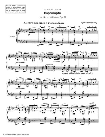 Tchaikovsky - Impromptu from 18 Pieces, Op. 72 No. 1 (PDF Sheet Music / Digital Download)
