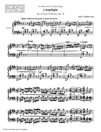 Tchaikovsky - L'espiègle from 18 Pieces, Op. 72 No. 12 (PDF Sheet Music / Digital Download)