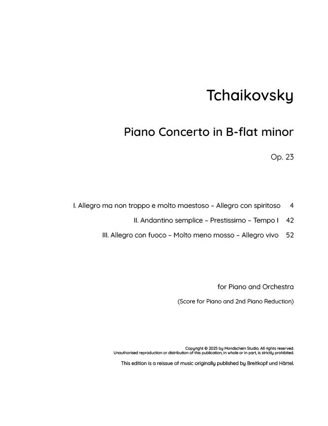 Tchaikovsky - Piano Concerto No. 1 in B-flat minor, Op. 23 (PDF Sheet Music / Digital Download)