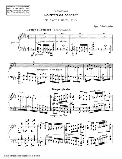 Tchaikovsky - Polacca de concert from 18 Pieces, Op. 72 No. 7 (PDF Sheet Music / Digital Download)