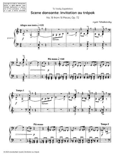 Tchaikovsky - Scene dansante: Invitation au trépak from 18 Pieces, Op. 72 No. 18 (PDF Sheet Music / Digital Download)
