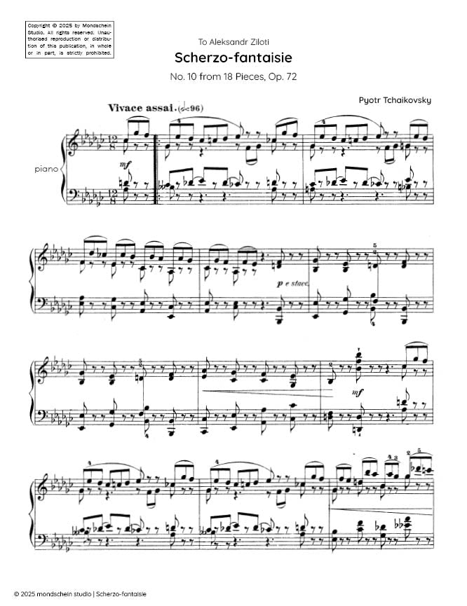 Tchaikovsky - Scherzo-fantaisie from 18 Pieces, Op. 72 No. 10 (PDF Sheet Music / Digital Download)