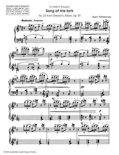 Tchaikovsky - Song of the lark, Op. 39 No. 22 (PDF Sheet Music / Digital Download)