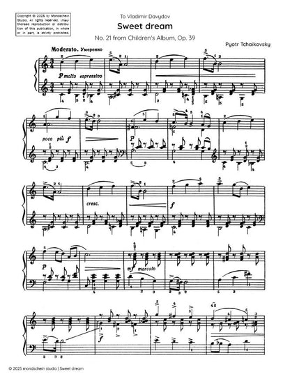 Tchaikovsky - Sweet dream, Op. 39 No. 21 (PDF Sheet Music / Digital Download)