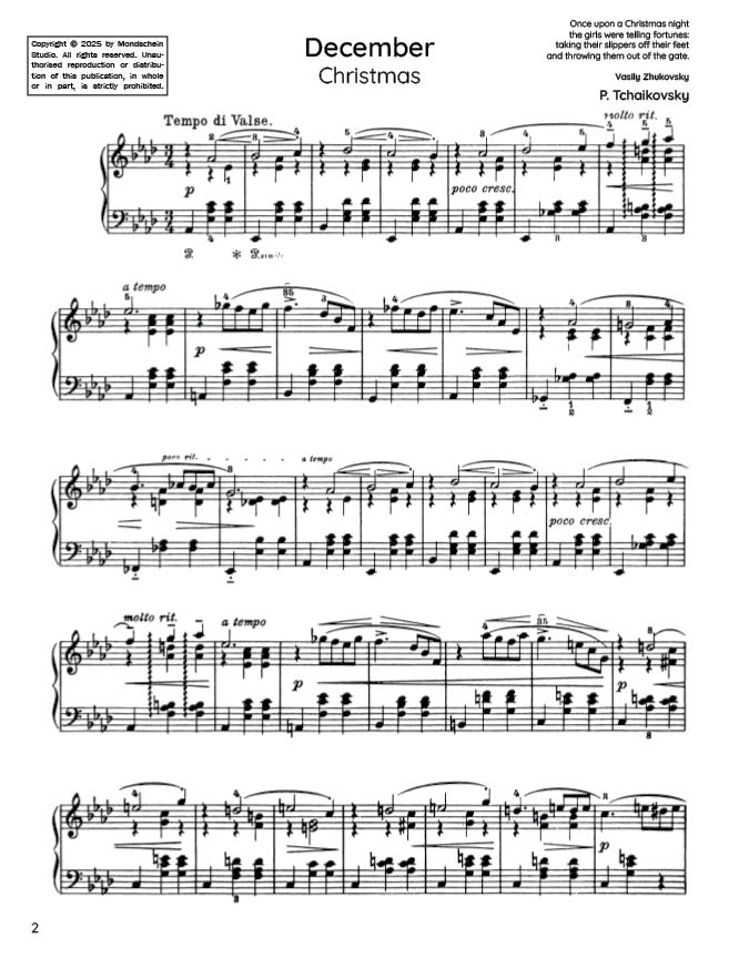 Tchaikovsky - December from The Seasons, Op. 37a (PDF Sheet Music / Digital Download)