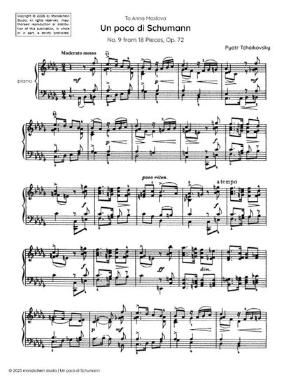 Tchaikovsky - Un poco di Schumann from 18 Pieces, Op. 72 No. 9 (PDF Sheet Music / Digital Download)