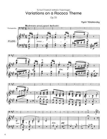 Tchaikovsky - Variations on a Rococo Theme, Op. 33 (PDF Sheet Music / Digital Download)