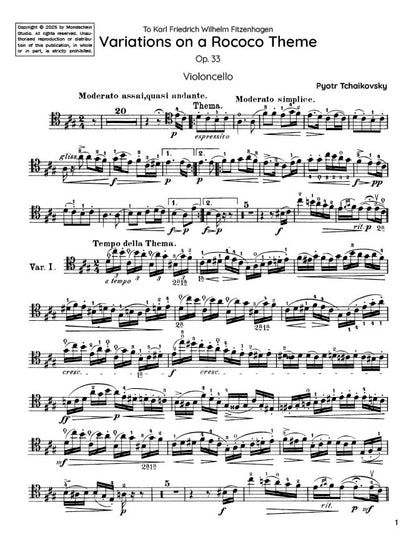 Tchaikovsky - Variations on a Rococo Theme, Op. 33 (PDF Sheet Music / Digital Download)