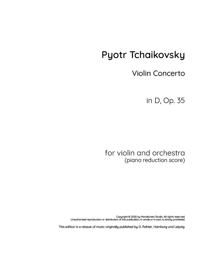 Tchaikovsky - Concerto pour violon en ré majeur, op. 35 (Partition PDF / Téléchargement numérique)