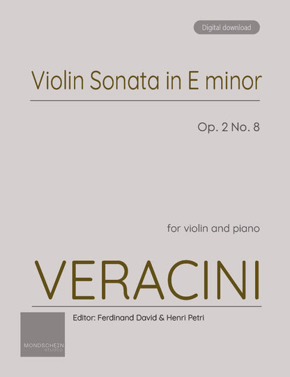 Veracini - Sonata in E minor for Violin and Piano, Op. 2 No. 8 (PDF Sheet Music / Digital Download)