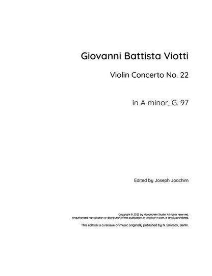 Viotti - Violin Concerto No. 22 in A minor, G. 97 (PDF Sheet Music / Digital Download)