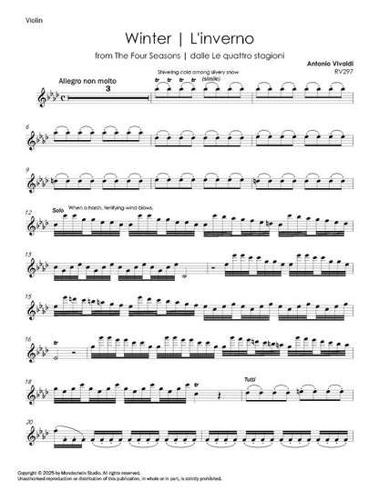 Vivaldi - Violin Concerto in F minor, "Winter" from The Four Seasons, RV 297 (PDF Sheet Music / Digital Download)