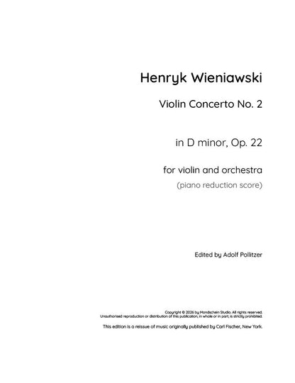 Wieniawski - Concerto pour violon n° 2, op. 22 (Partition PDF / Téléchargement numérique)