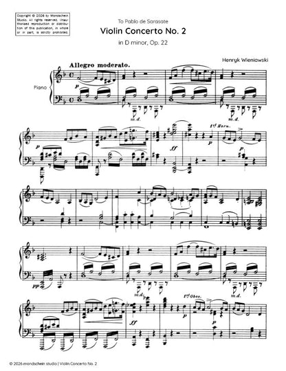 Wieniawski - Concerto pour violon n° 2, op. 22 (Partition PDF / Téléchargement numérique)