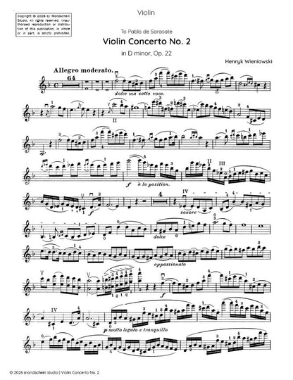 Wieniawski - Concerto pour violon n° 2, op. 22 (Partition PDF / Téléchargement numérique)